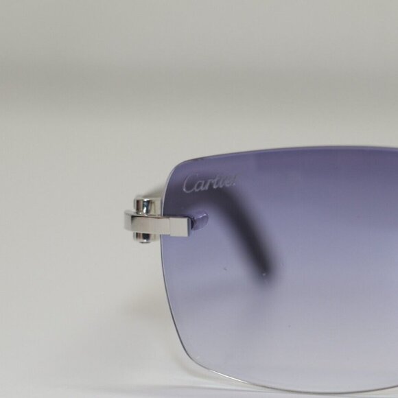 Cartier C Decor Wood Rimless Sunglasses Silver purple Gradient - Picture 13 of 13